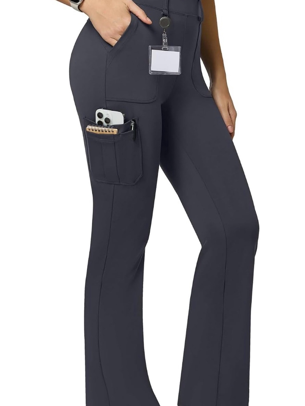 Women's Dark Gray Utility yoga Pants with Side Cargo Pockets